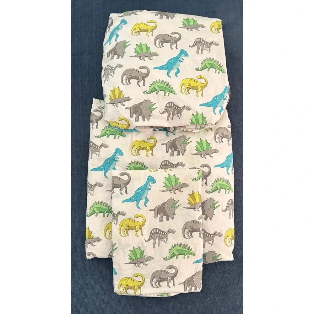 Pottery Barn Kids Dinosaur Twin Sheet Set 3 PCS Green Blue Gray 2015 Dinosaurs